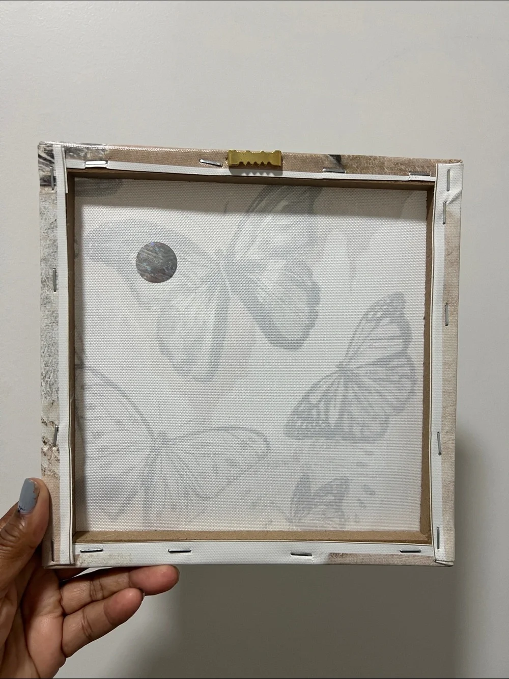 Butterfly Wall Art Set - Beige, Silver and White Canvas Prints
